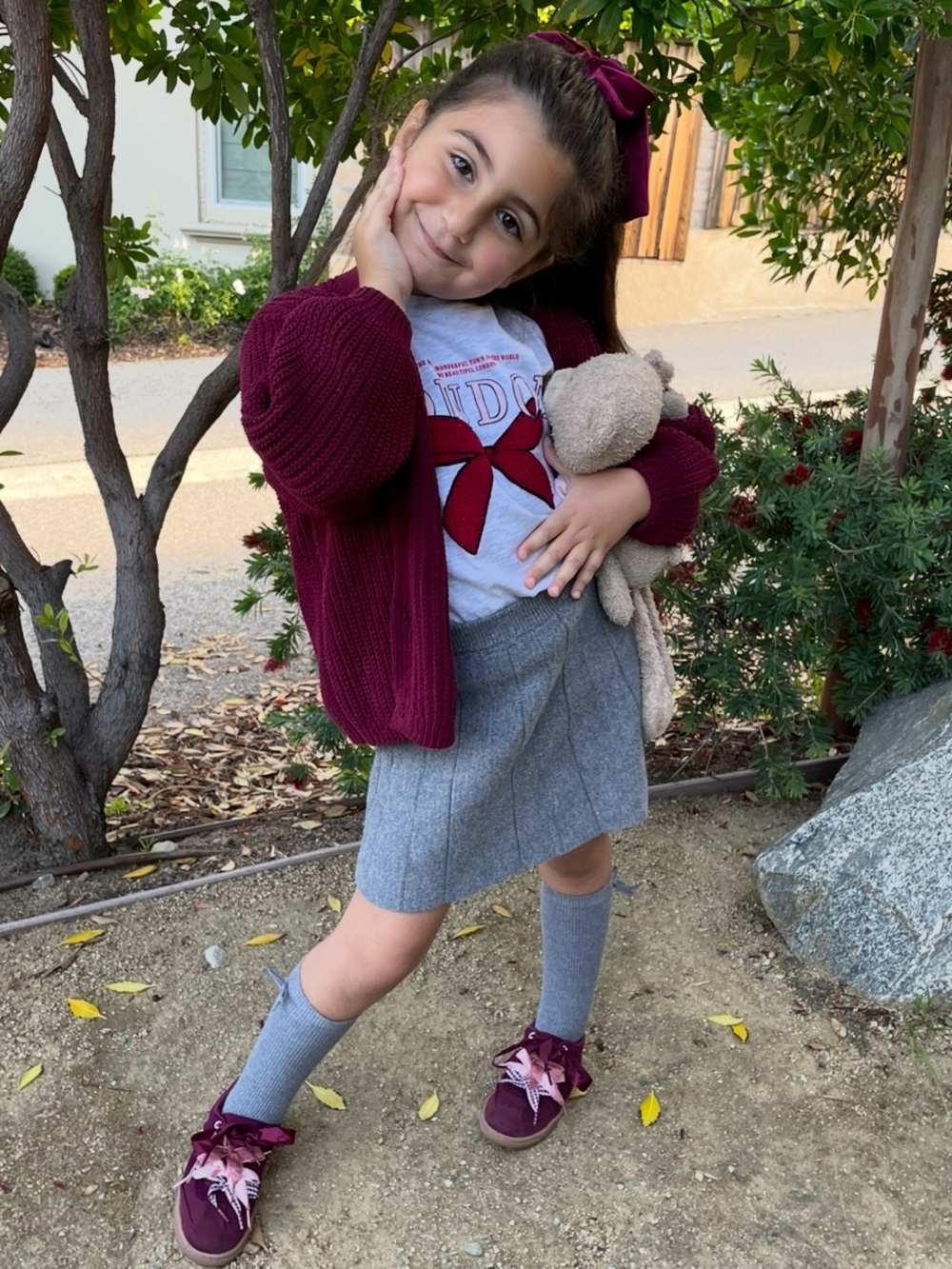 Zara kids Bow Shirt & Pleat Knit Skirt